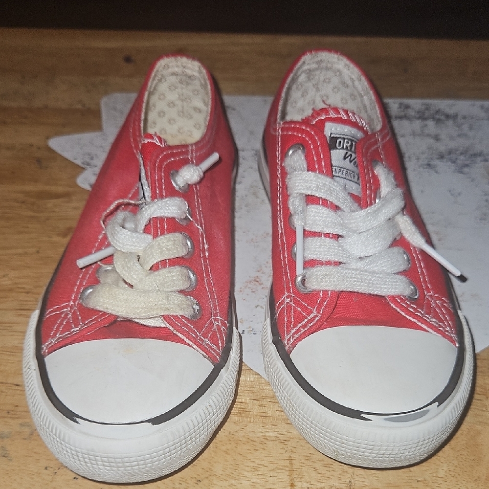 Red Canvas Sneakers with White Rubber Soles
